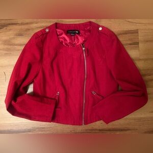 Forever 21 Red Bomber Jacket with Zip Front